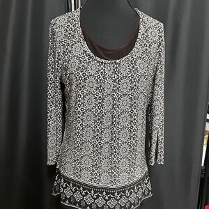 Christopher & Banks Monochrome Floral Blouse